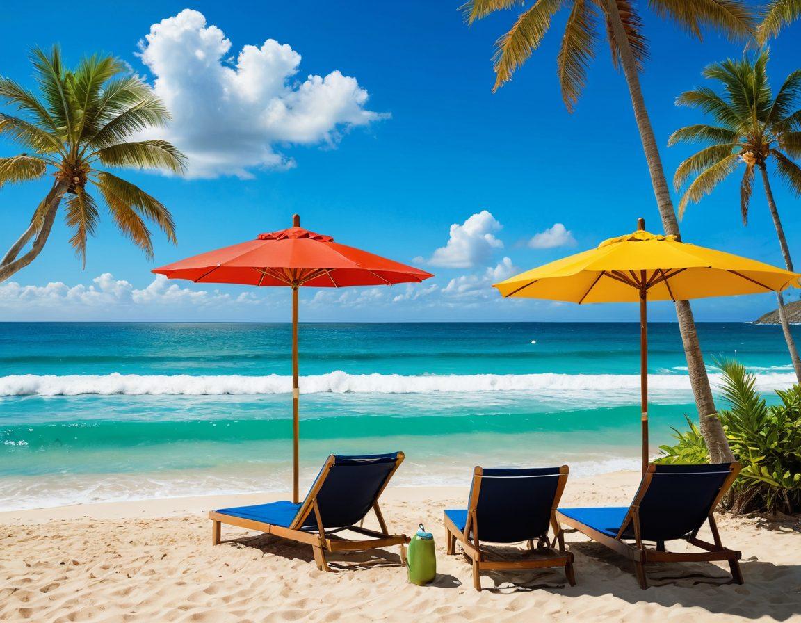 A vibrant beach scene featuring beautiful Brazilian sandy shores with colorful sun umbrellas and palm trees. Showcase a diverse group of people in stylish, sensual swimwear enjoying the sun, playing beach volleyball, and lounging on towels. In the background, a small table displaying adult comic books under a cheerful beach umbrella, with waves gently lapping at the shore. The sky should be bright blue with fluffy white clouds, creating a warm summer vibe. super-realistic. vibrant colors. high contrast.
